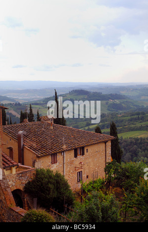 Home in Tuscan Hills, Italy Stock Photo