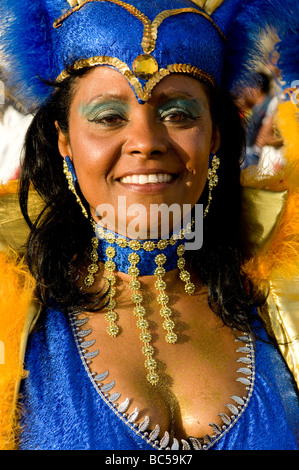 Colourful costumed pretty woman Carnival Mindelo Cabo Verde Africa Stock Photo