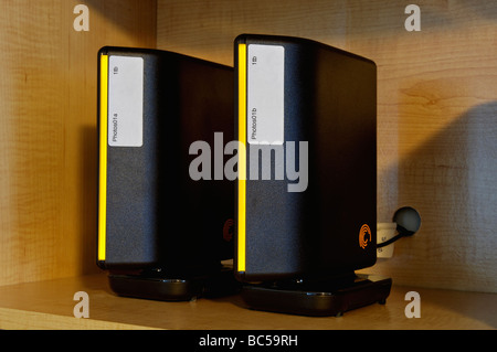 Seagate External Hard Drives with Labels Stock Photo