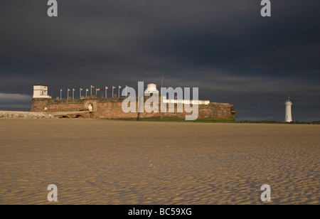 Fort Perch Rock and lighthouse, New Brighton, Wirral Stock Photo
