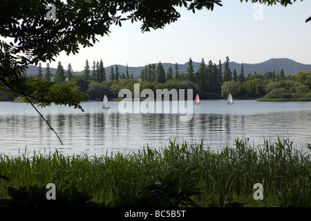 A view of West Lake is seen in Hangzhou, China Stock Photo