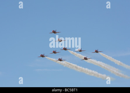 Red Arrows in Concorde formation in the UK, June 2006. Stock Photo