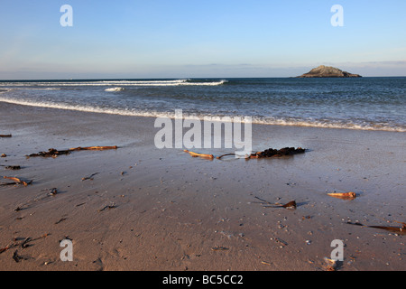 Crantock Beach in winter, Cornwall, UK Stock Photo