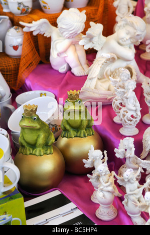 Germany, Frog King and Angel figurines, close up Stock Photo