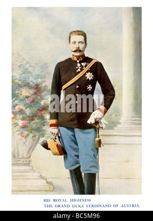 Archduke Franz Ferdinand 1901 colour portrait photograph of the nephew of Emperor Franz Joseph assassinated at Sarajevo 1914 Stock Photo