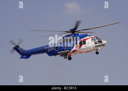 Eurocopter EC225 helicopter belonging to Bristow Helicopters in flight Stock Photo