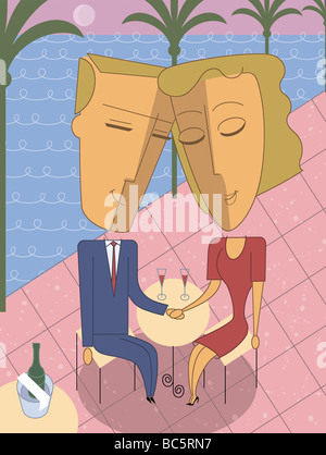 Illustration, Couple having date Stock Photo