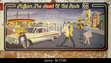 Mural on Route 66 in McLean Texas USA Stock Photo