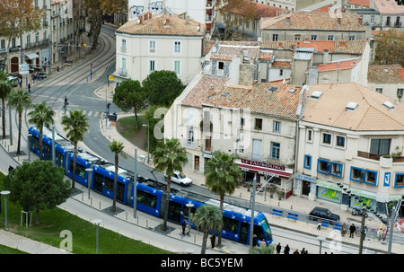 A tram in Montpellier in the south of France Stock Photo