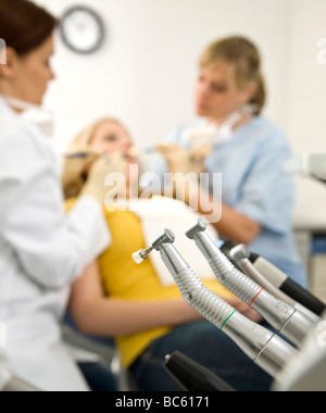 Girl at dentist Stock Photo