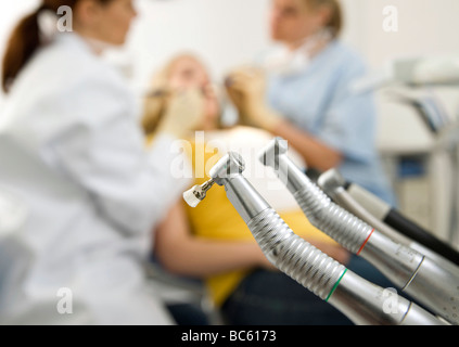 Girl at dentist Stock Photo