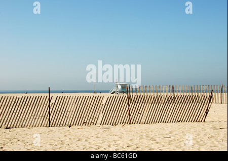 Fence on beach, Venice Beach, San Fernando Valley, City Of Los Angeles, Los Angeles County, California, USA Stock Photo