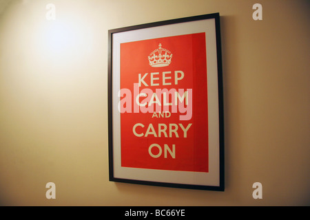 Framed Keep Calm and Carry On poster Stock Photo