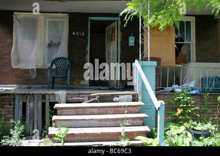 Abandoned and derelict house in Detroit Michigan USA Stock Photo