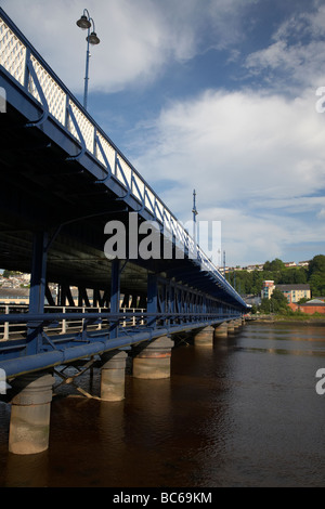 The Craigavon double deck road bridge and the river foyle under a