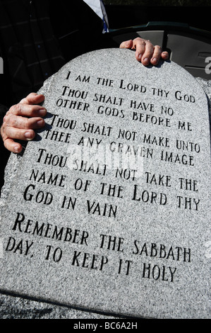 10 commandments monument tour by Alabama Chief Justice Judge Roy Moore Lake City Florida Stock Photo