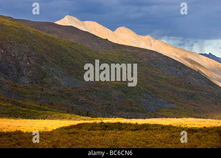 Passing rain squall over the Ogilvie Mountains Tombstone Territorial Park Yukon Canada Stock Photo