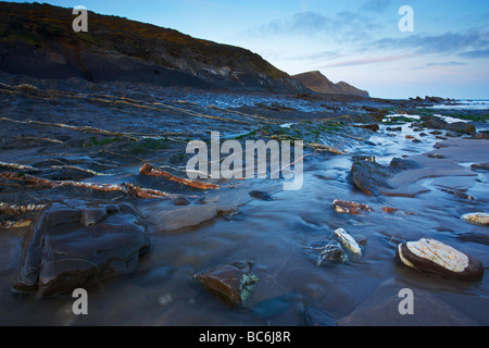 Dawn at Crackington Haven on the North Cornwall Coast Stock Photo