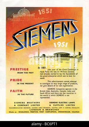 1951 colour advertisement for electrical company Siemens Stock Photo