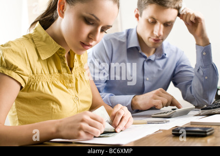 couple with documents Stock Photo