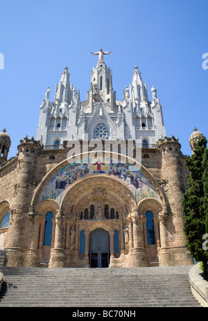 Barcelona - church Sagrat Cor de Jesus on Tibidabo Stock Photo