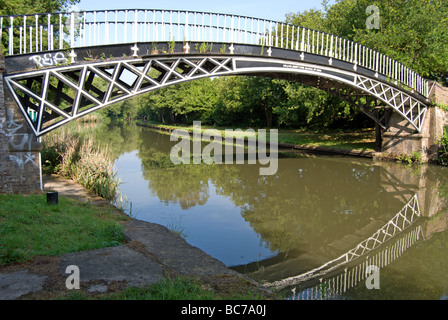 the 1820 gallows bridge crossing the grand union canal, formerly the grand junction canal, in brentford, west london, england Stock Photo