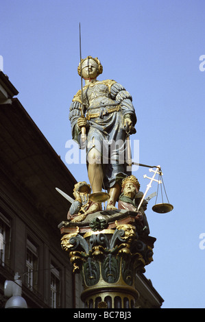 The Gerechtigkeitsbrunnen ('Fountain of Justice') is a 16th-century fountain, Bern, Switzerland Stock Photo