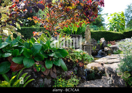 Landscaped English garden in Holcombe Court, Devon, UK Stock Photo