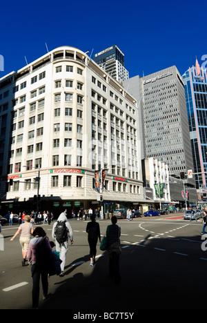 The main intersection in the centre of Sydney. The Woolworth's store is an iconic landmark for locals. Stock Photo