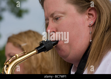 wind section brass band musicians greenwich park london england UK Europe Stock Photo