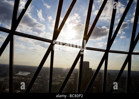 Interior of the Gherkin Swiss Re Tower looking out over the City of London 30 St Mary Axe Stock Photo