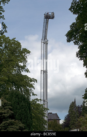 Fireman's  hydraulic aerial platform on display in Derbyshire East Midlands England UK Stock Photo