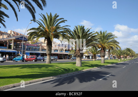 Street in Jandia Playa, Fuerteventura, Canary Islands, Spain Stock Photo