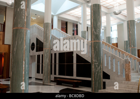 New Parliament House, Foyer with marble columns representing eucalypt ...