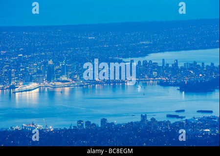 night view of city skyline from Mt Seymour Provincial Park Vancouver British Columbia Canada Stock Photo