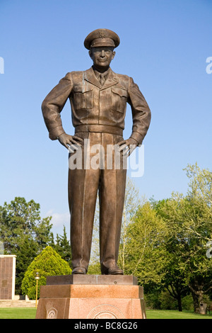 Bronze statue of Dwight D Eisenhower located at the Eisenhower Presidential Center in Abilene Kansas USA  Stock Photo