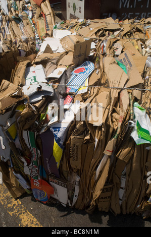 Cardboard boxes bundled for recycling in Astoria Queens in New York on June 27 2009 Frances M Roberts Stock Photo