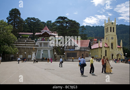 Scandal Point and Christ church. Shimla. Himachal Pradesh. India Stock Photo