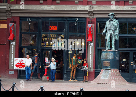 Gastown Western Boot Shop Statue of Gassy Jack Deighton Vancouver City Canada North America Stock Photo