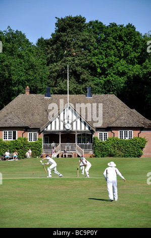 Cricket match at The Brook Cricket Club, Brook Road, Brook, Surrey, England, United Kingdom Stock Photo