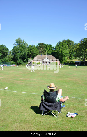 Cricket match at The Brook Cricket Club, Brook Road, Brook, Surrey, England, United Kingdom Stock Photo