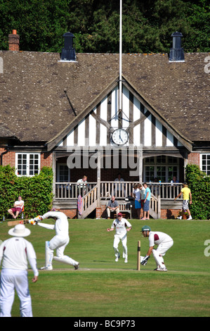 Cricket match at The Brook Cricket Club, Brook Road, Brook, Surrey, England, United Kingdom Stock Photo