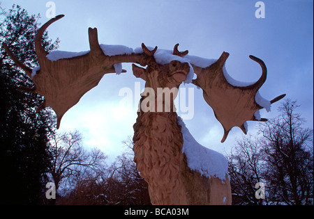 Victorian model of extinct Irish Elk, Crystal Palace Park South London England UK Stock Photo