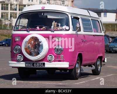 Pink VW camper Stock Photo