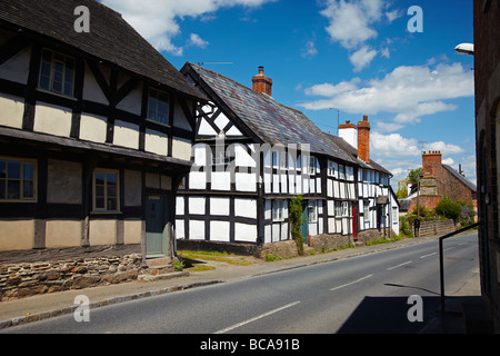 Half Timbered Medieval Houses Pembridge Village, near Leominster, Herefordshire, England, UK Stock Photo