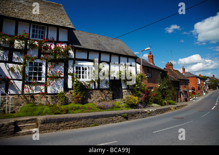 Half Timbered Medieval Houses Pembridge Village, near Leominster, Herefordshire, England, UK Stock Photo