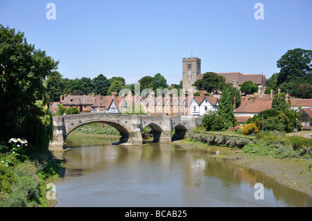 Village view across River Medway, Aylesford, Kent, England, United Kingdom Stock Photo