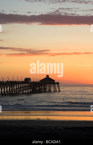 Imperial Beach Municipal wharf near San Diego, California, USA - at sunset (vertical oriented photo) Stock Photo