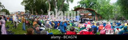 Panorama of the US Air Force Academy Band plays in Riverside Park on July 2nd Salida Colorado USA Stock Photo