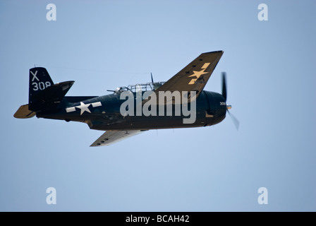 A Grumman TBM-3E Avenger in the air. Stock Photo
